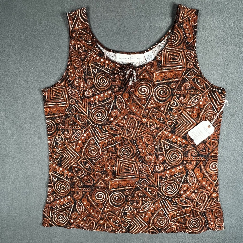 Vintage French Laundry Intimates Tribal Tank Top Size Large‎ Linen Blend